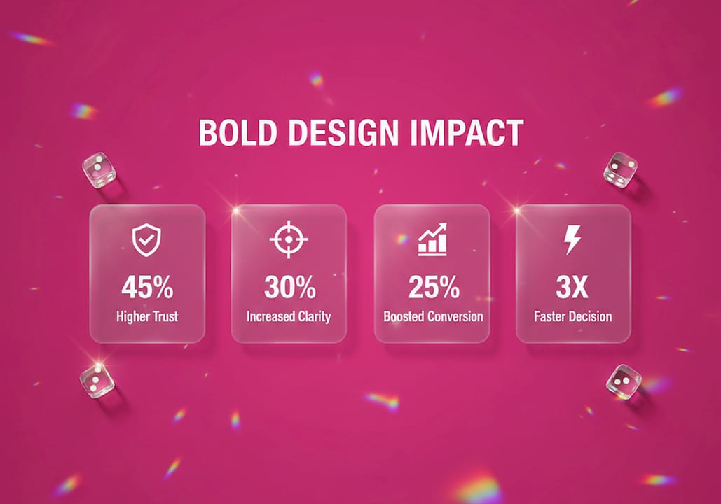 Infographic showing bold design benefits stats