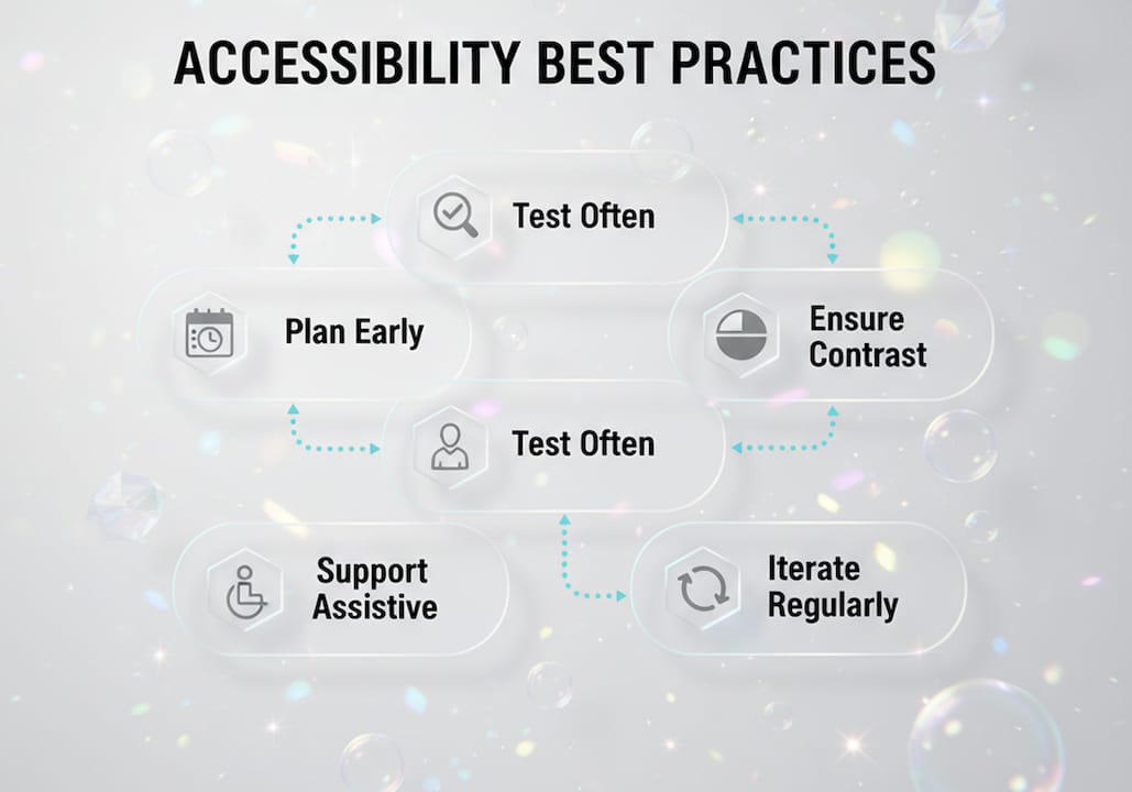 Infographic outlining core accessibility best practices in UX design