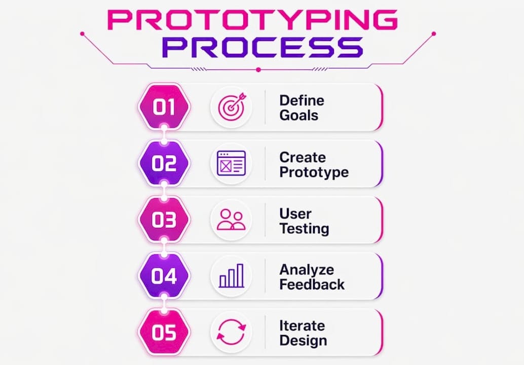 Infographic illustrating prototyping process steps