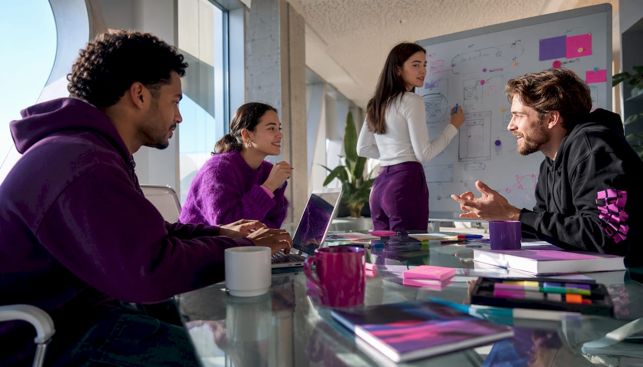Team collaborating on user design