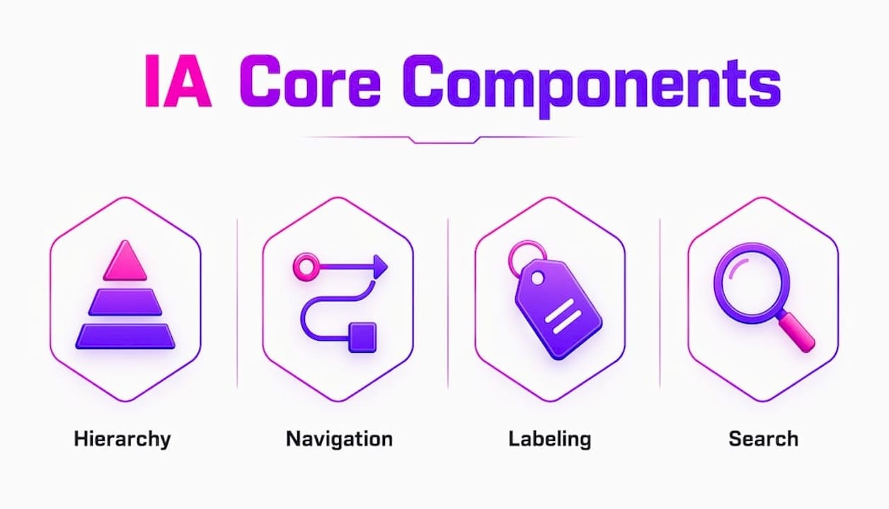 Infographic showing core components of information architecture