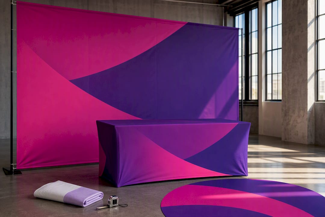 Coordinated event backdrop and floor decal