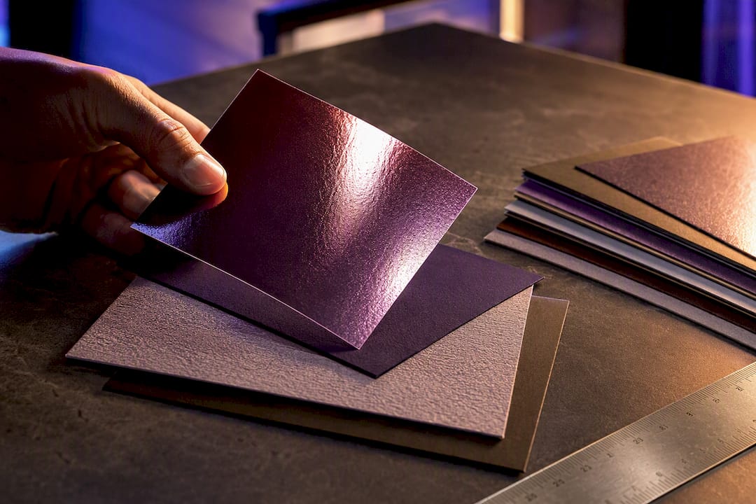 Paper stock and foil finish samples