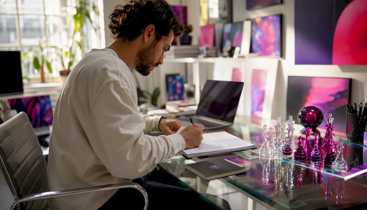 Business owner planning homepage content