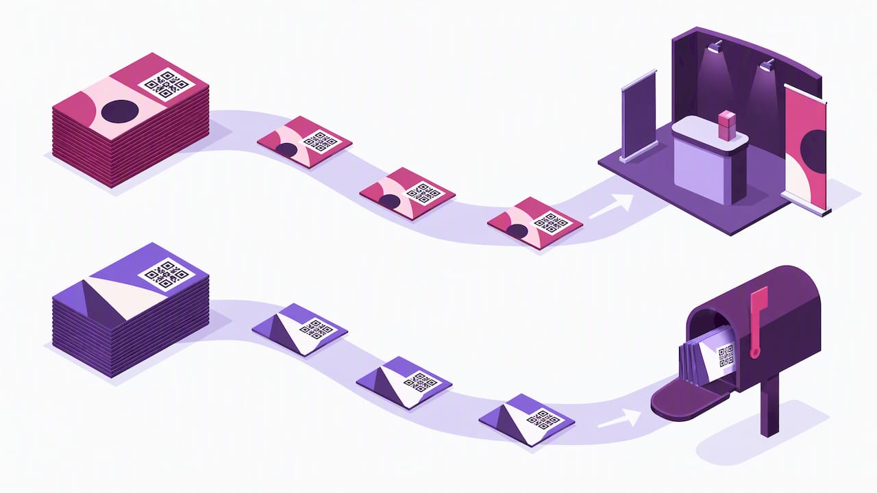 Printed QR codes routed to separate tracking paths