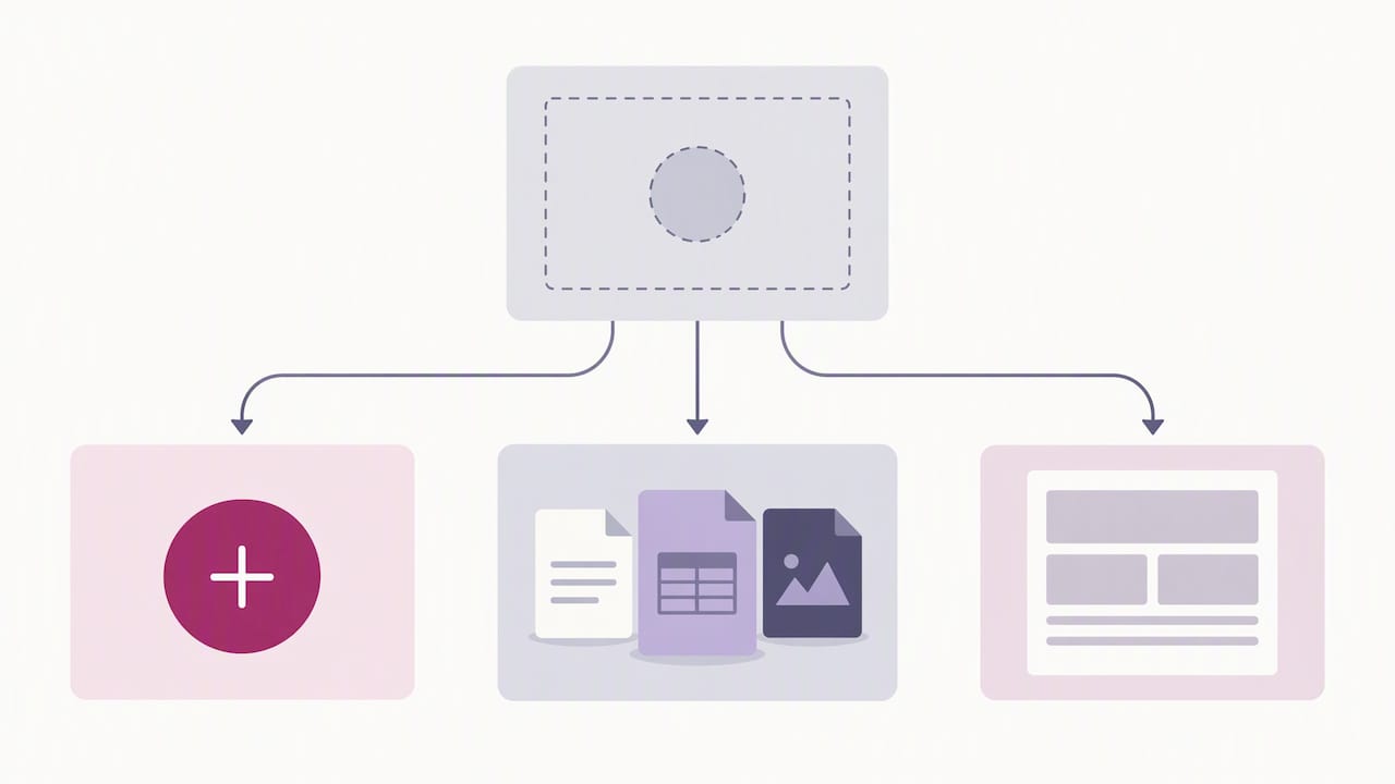 Three onboarding paths from an empty state