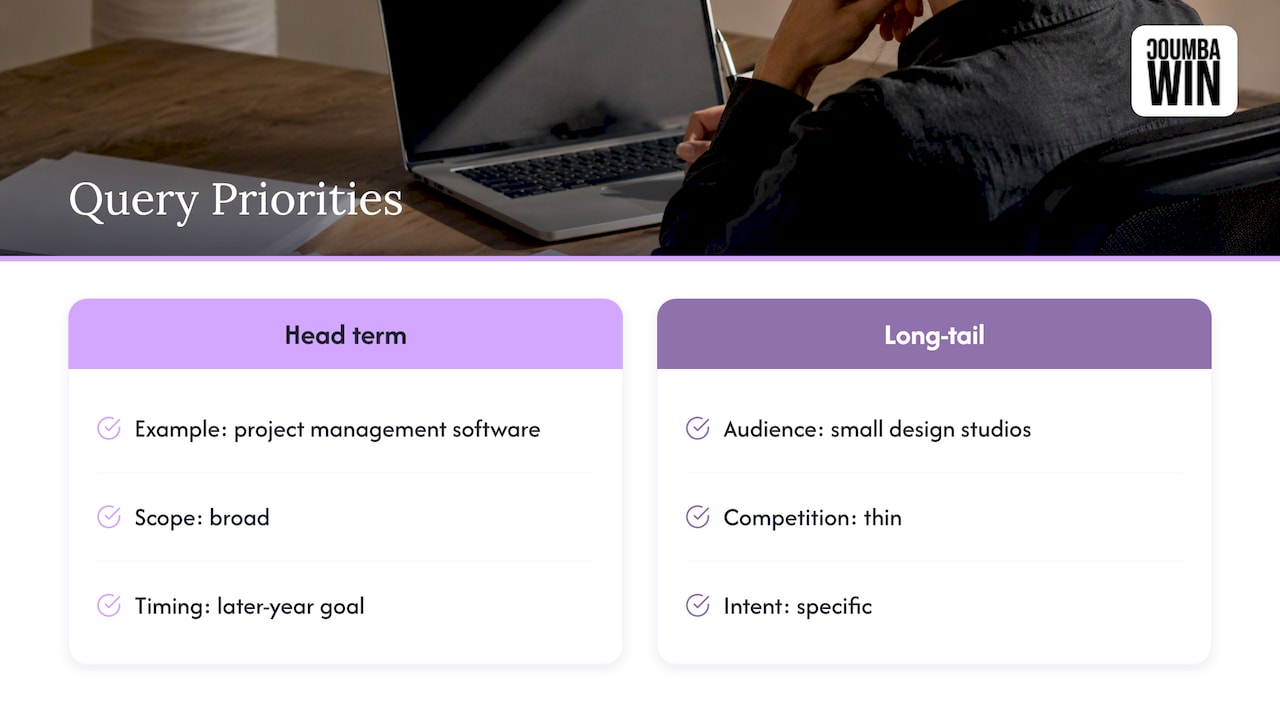 Broad and specific search query comparison