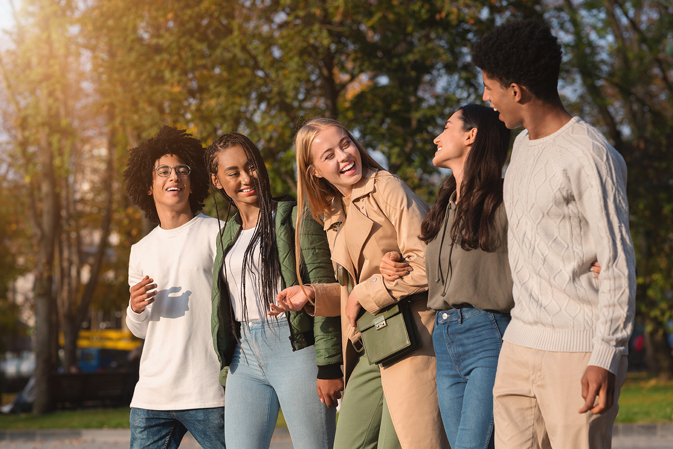 group of friends walking