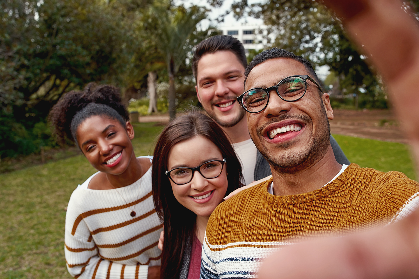 group of friends taking a selfie