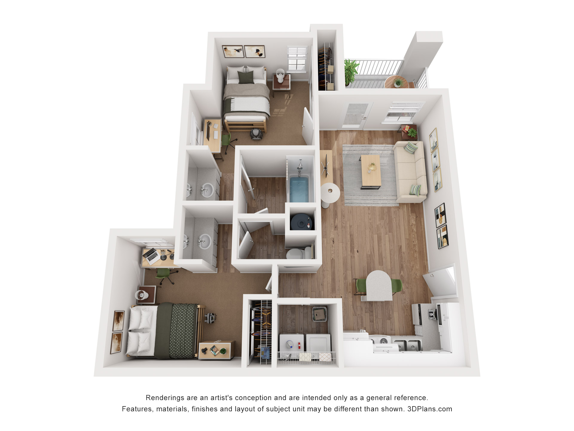 2x1.5 B1 Furnished layout