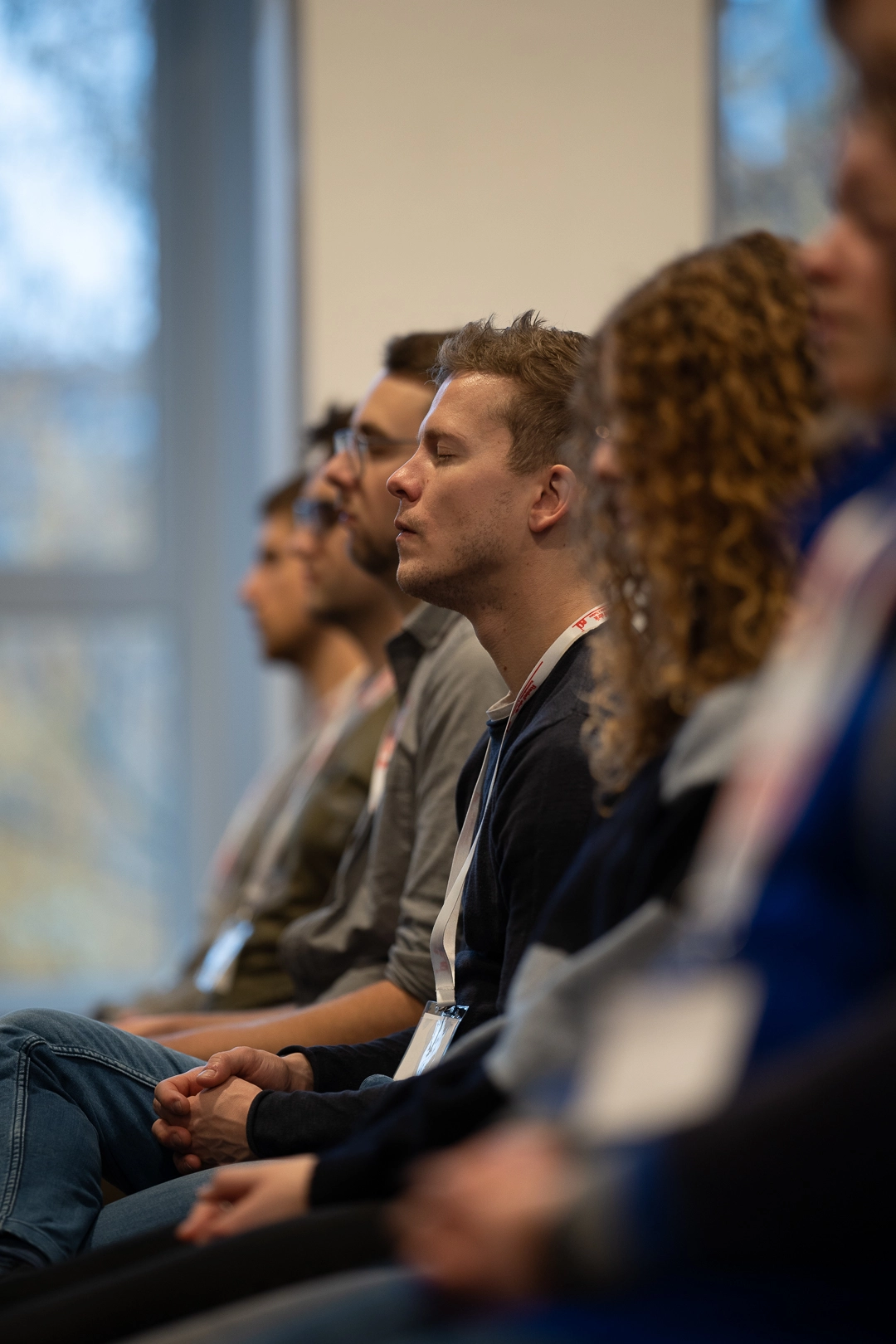 student closing eyes