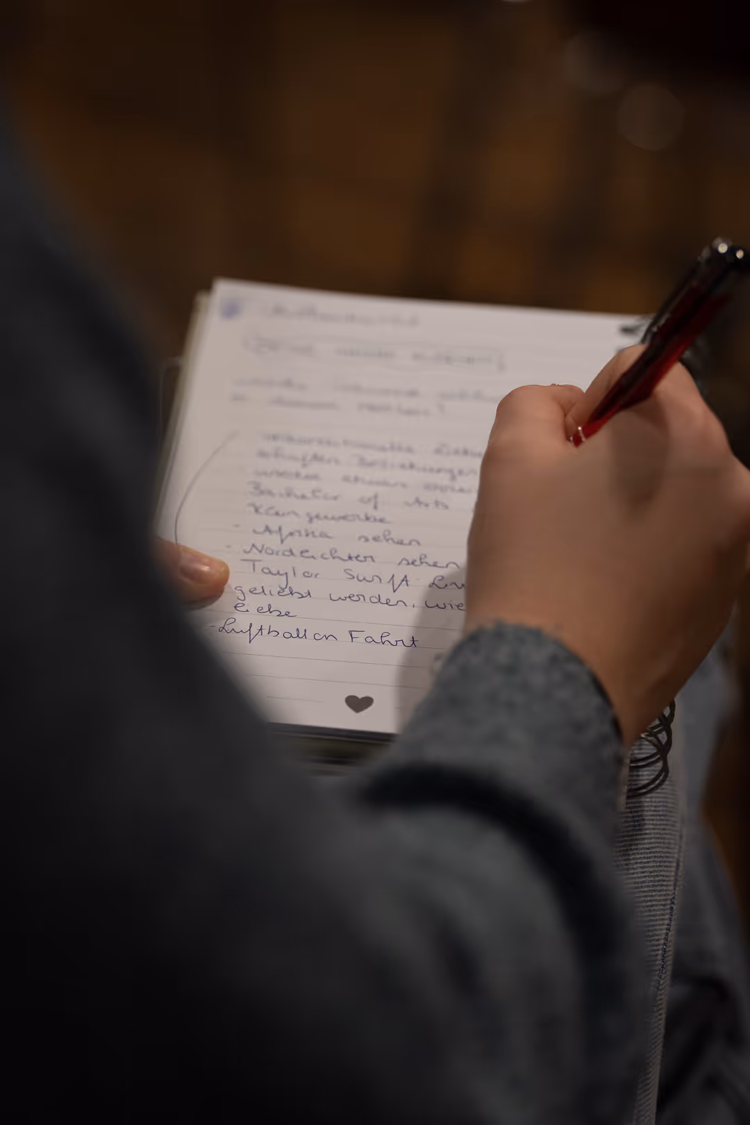 taking notes in booklet