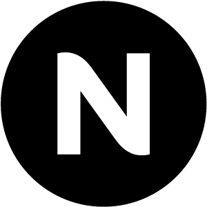 Abstract symmetrical logo with four rounded shapes forming a cross pattern on dark background.