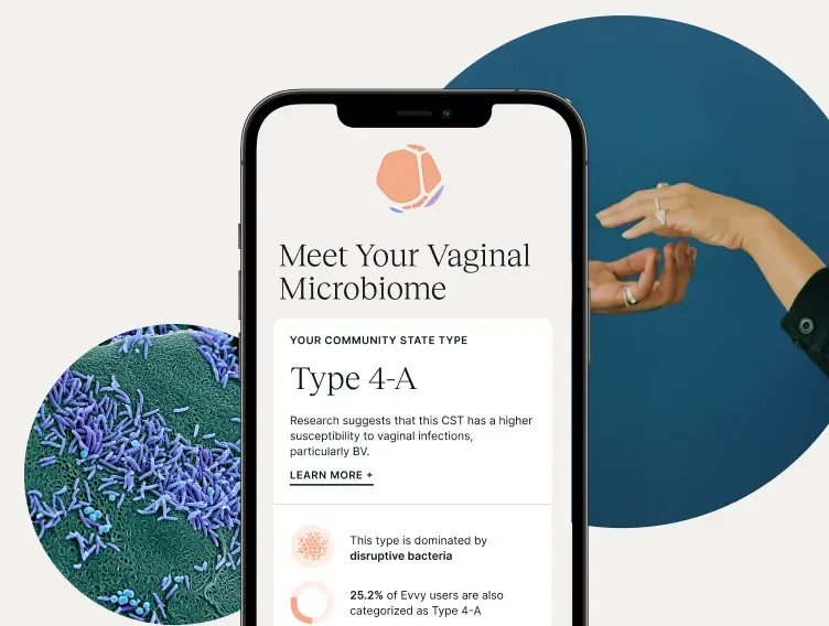 Screenshot of Evvy Sample Vaginal Health Test Report that says Meet Your Vaginal Microbiome