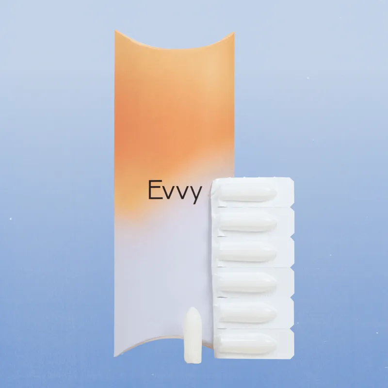 Evvy product packaging with suppositories