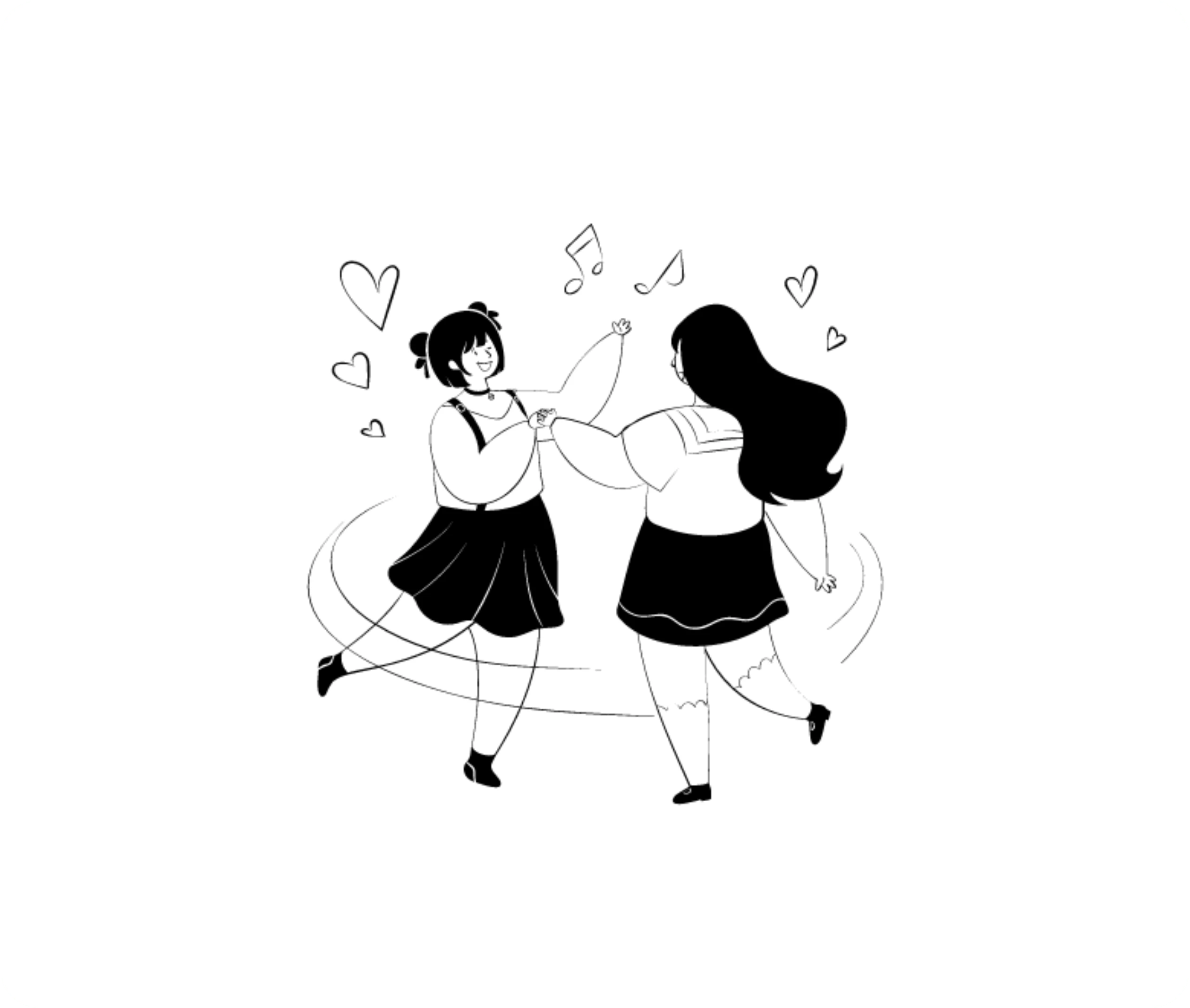 Illustration of two happy customers, representing the impact of both customer experience and customer journey in shaping brand interactions.