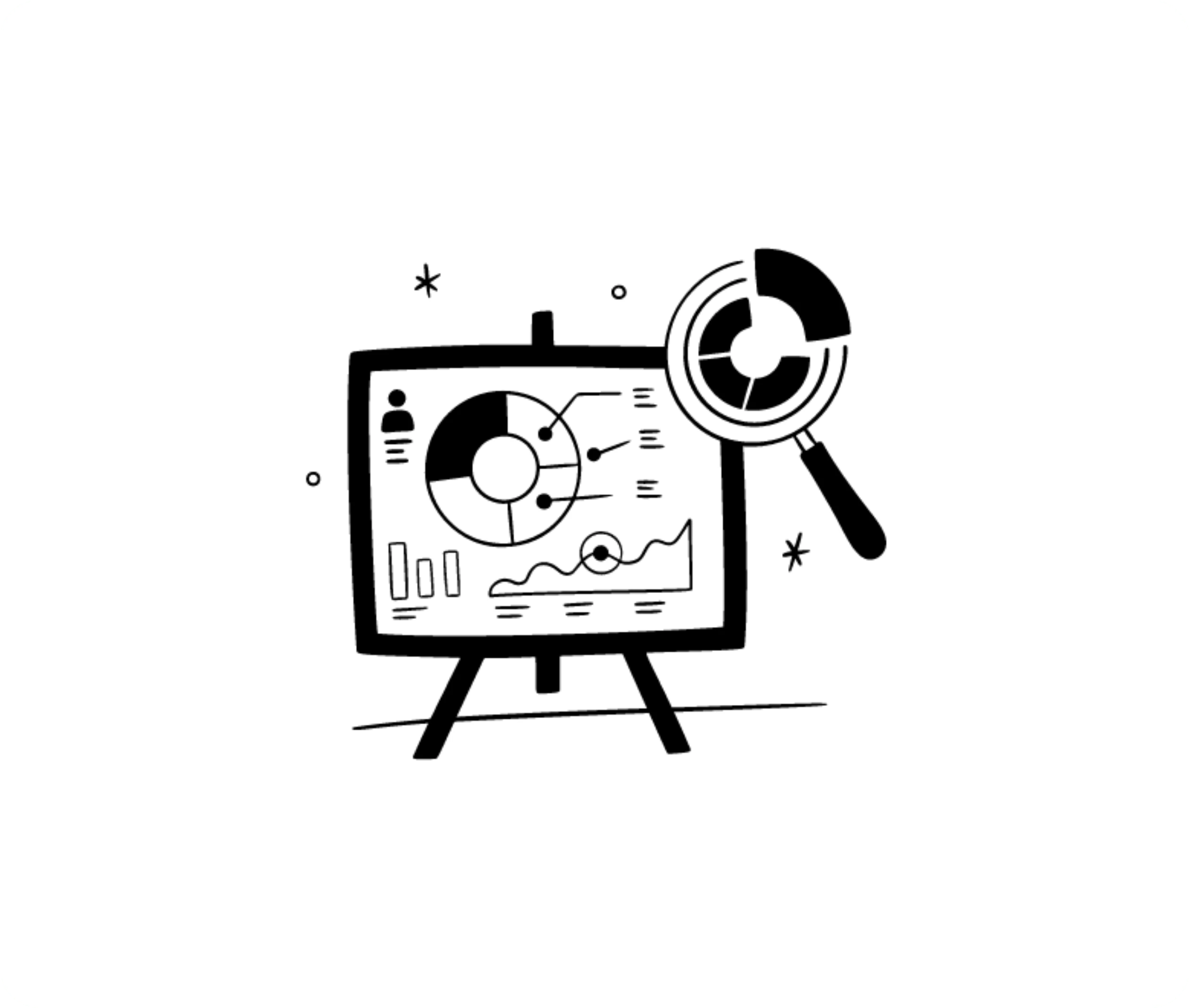 Illustration of dashboard representing data of successful customer retention strategies. 