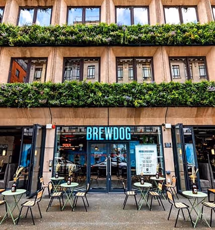 Living wall adorns BrewDog brewery facade with lush green plants