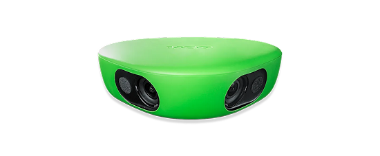 Cámara deportiva verde Veo Cam 3 con cuatro lentes