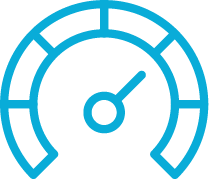 A blue speedometer icon.