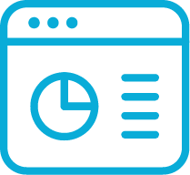 A blue icon of a browser dashboard.