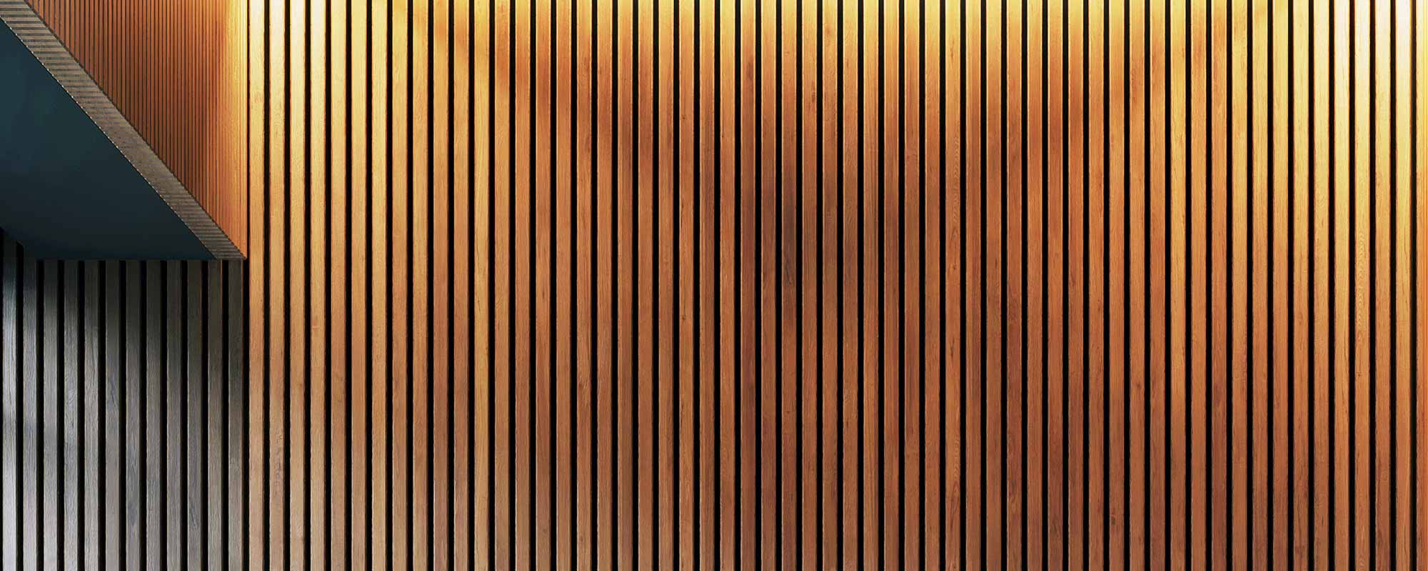 architecturally designed timber slatted wall