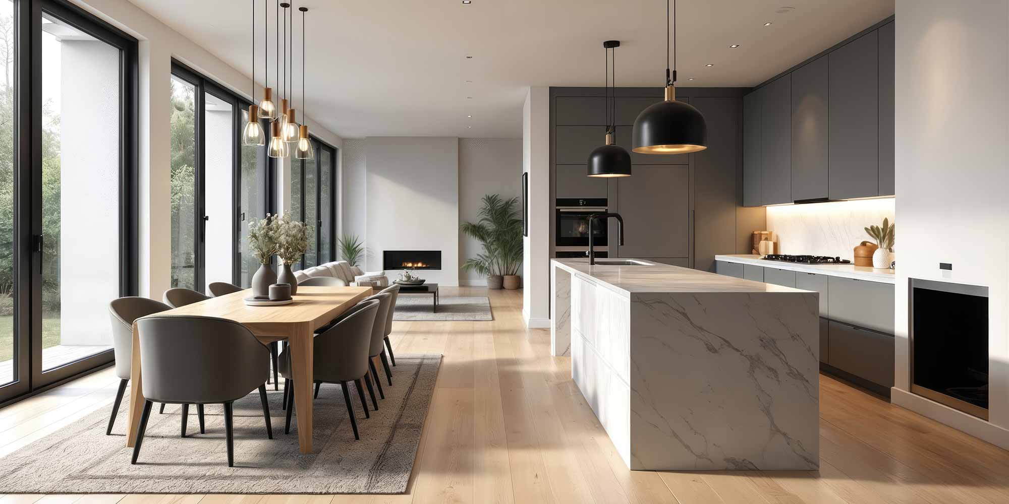 beautiful architectural designed home living and kitchen areas