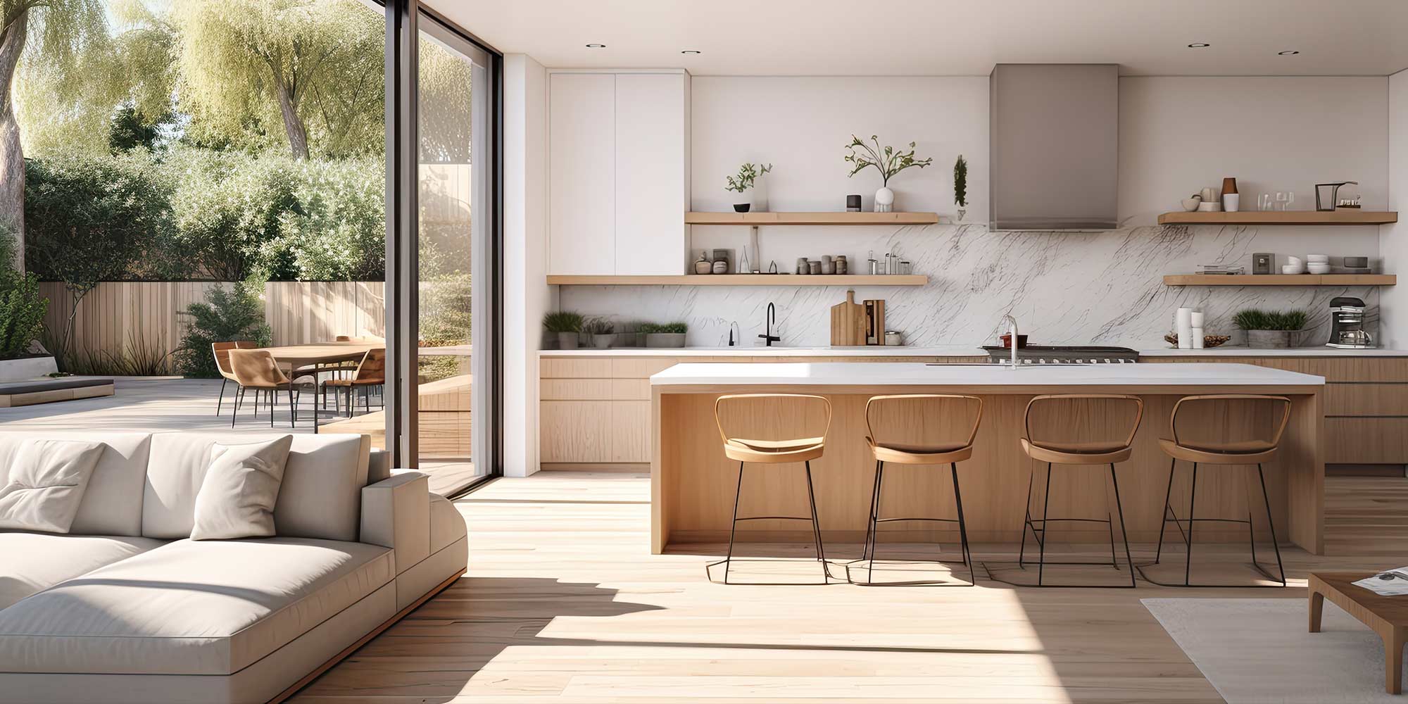 beautiful architectural designed home living area and kitchen