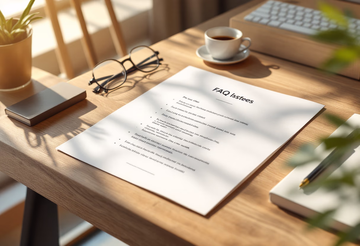 image of a document with faqs (for a productivity tools business)