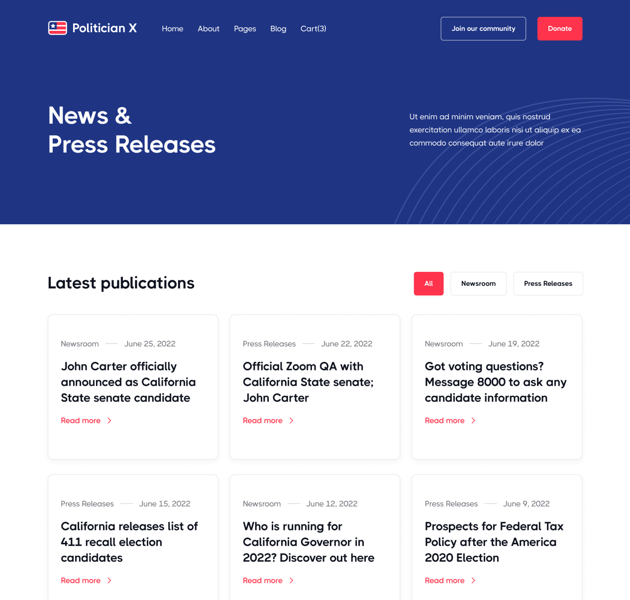 Politician X - Blog page - Political Webflow Template