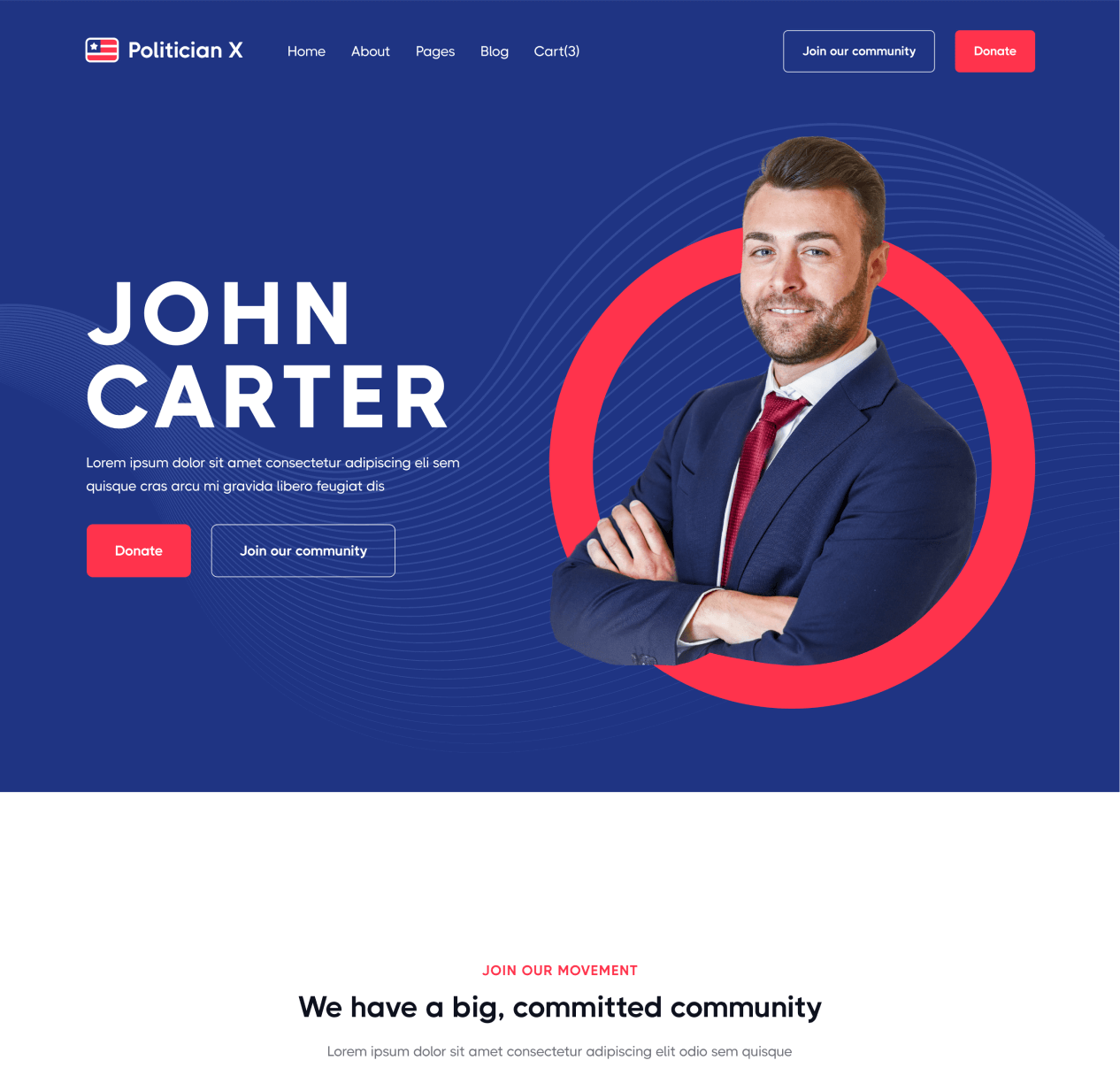 Politician X - Home page - Political Webflow Template