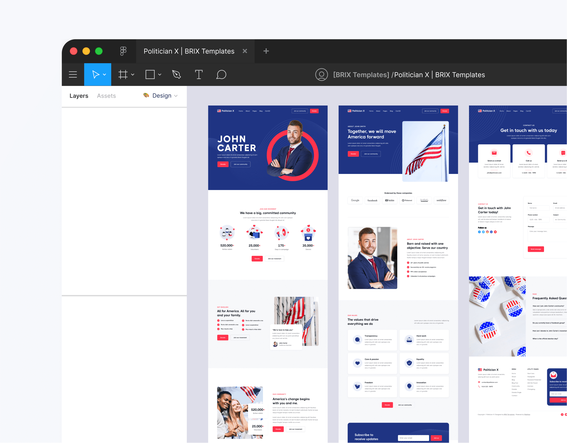Politician X - Figma File Included - Political Webflow Template