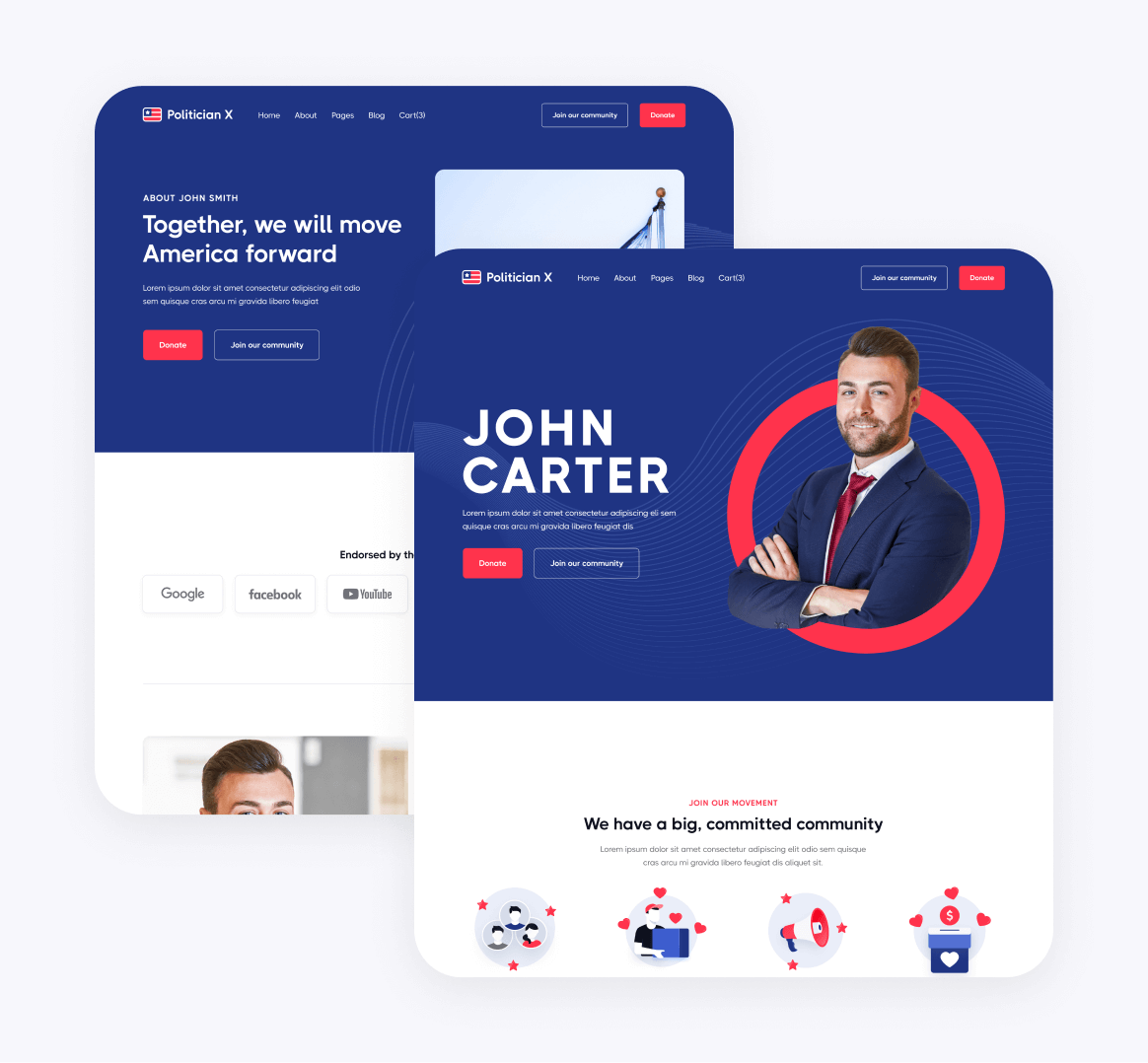 Politician X - 12 Pages Included - Political Webflow Template