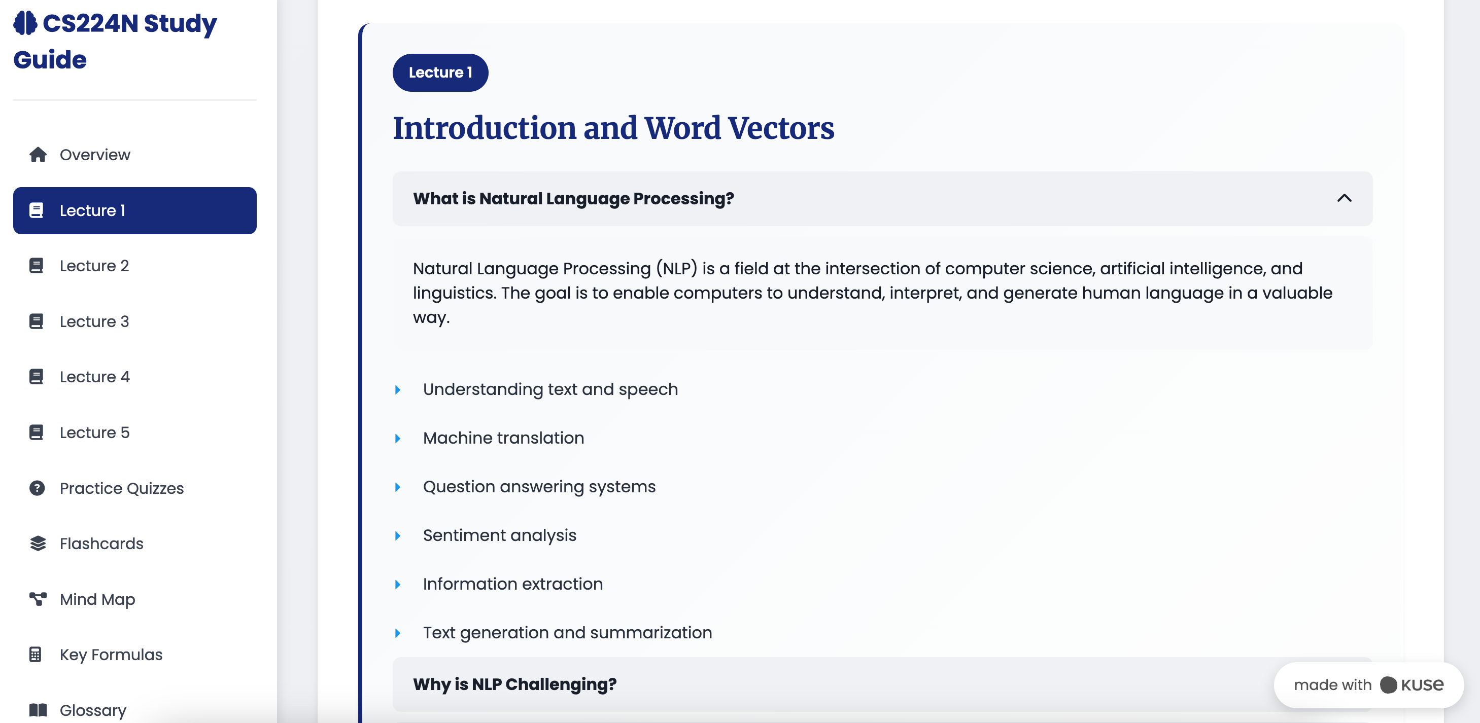Natural language processing notes by Kuse