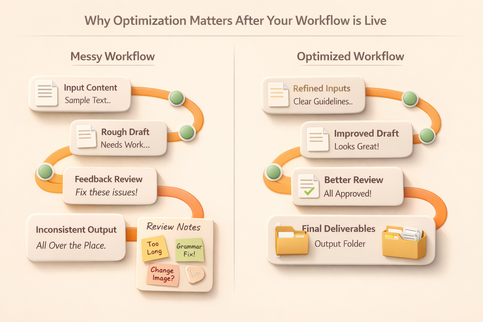 正在運行的 AI workflow 被改進成更清晰可 review 的 workflow