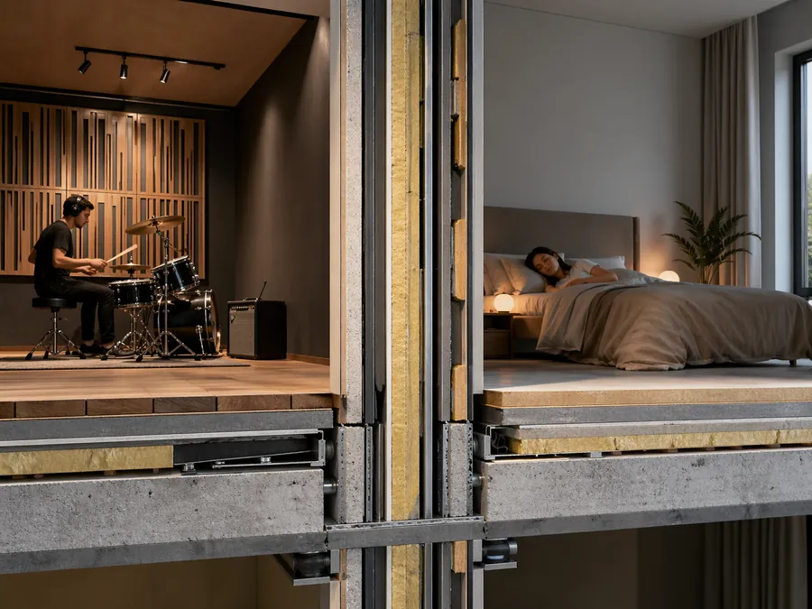 Apartment neighbour noise acoustic consultant in Sydney showing quiet residential space and acoustic separation.