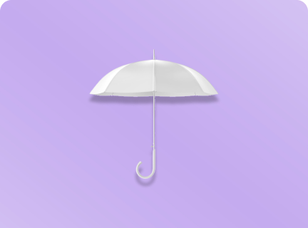 A white umbrellas with purple background
