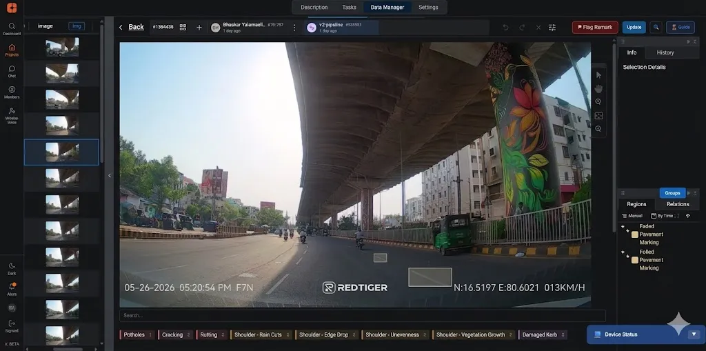 Annotation workspace with taxonomy panel, sample queue and QA log