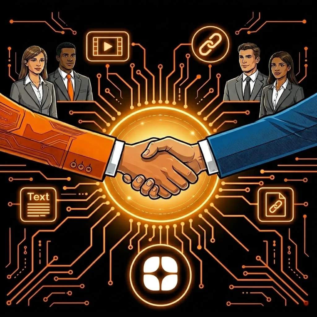 A handshake between Globik and a client team at the centre of a connected data network
