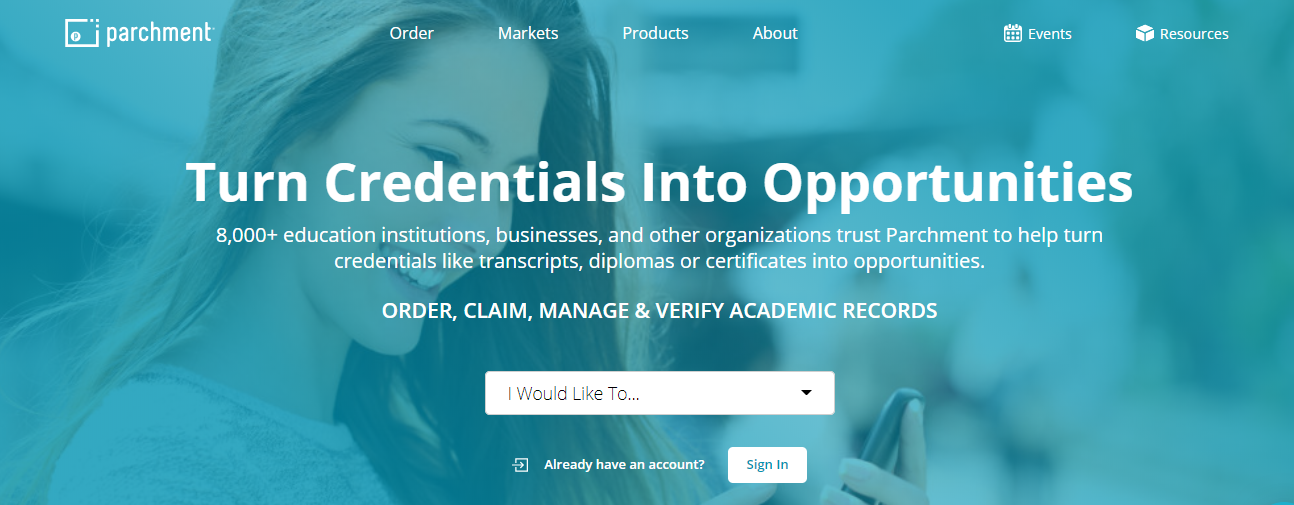 Homepage of Parchment