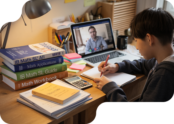 Student in an online tutoring session at home taking classes from AP Guru