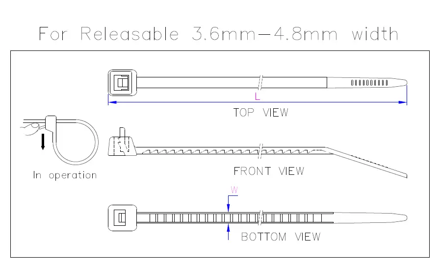 Releasable Cable Ties Light Duty Application