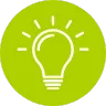Icône d'une ampoule allumée sur fond vert, symbole d'idée ou d'innovation.