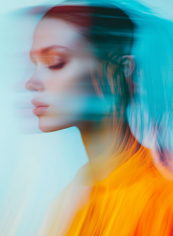 Blurred Profile In Orange And Blue