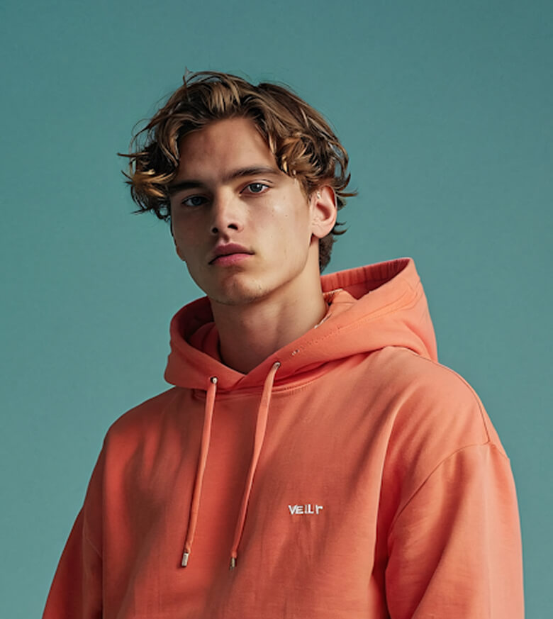 Young Man In Orange Hoodie