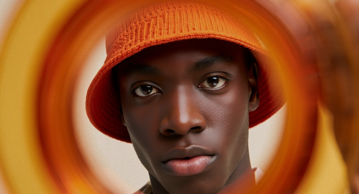 Portrait Through Orange Frame