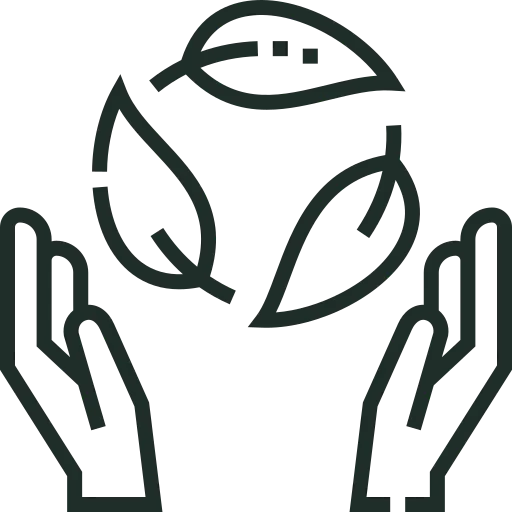 Symbol dvoch rúk držiacich ružu s tromi lístkami.