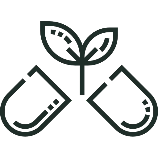 Ikona otvorenej kapsuly s listom.