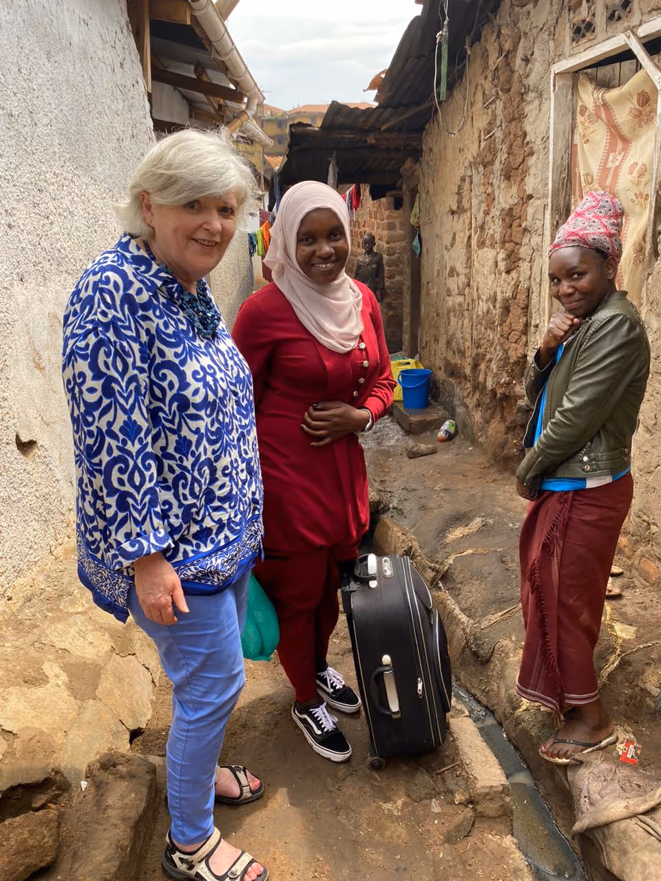 On a home visit in the Katanga slum in Kampala to see the work of Hospice Africa Uganda first hand.