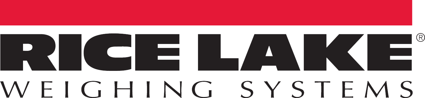 Rice Lake Weighing Systems logo with bold black text and a red horizontal bar on top.